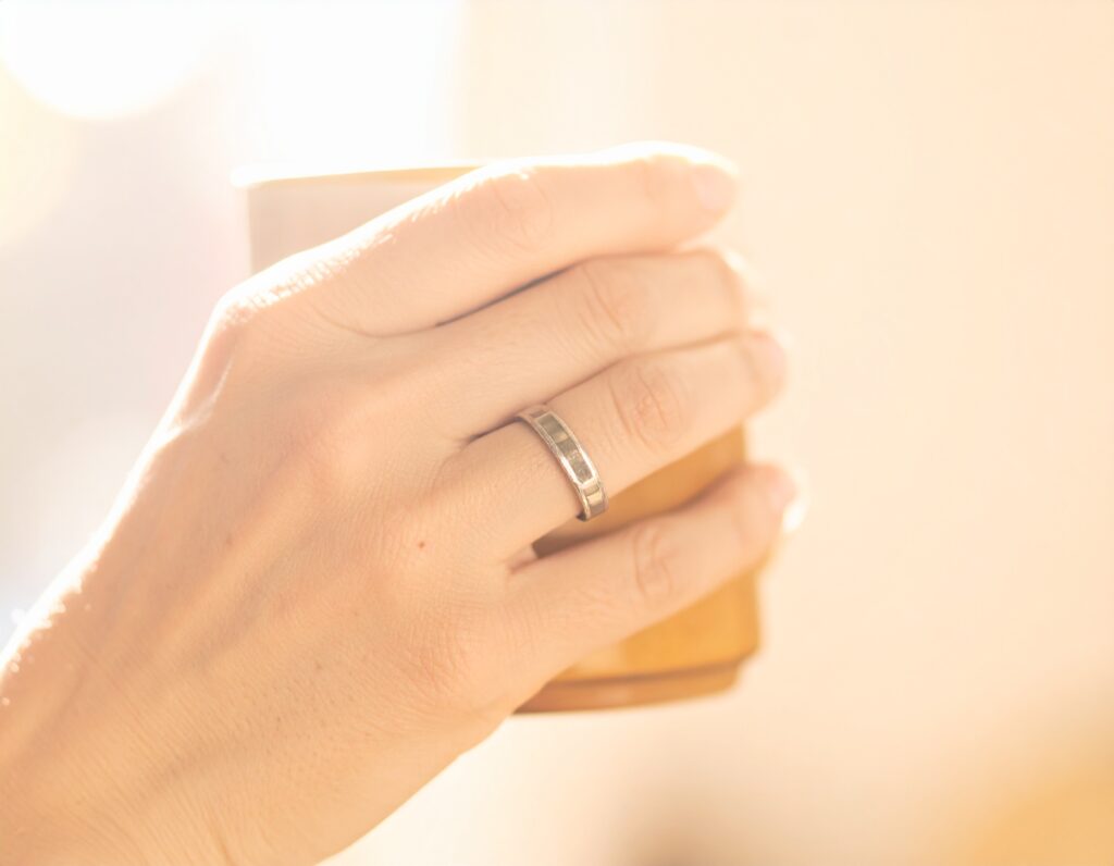 Esveiled Journal Firefly Candid Lifestyle Photograph Of A LEFT Hand Wearing A Sterling Silver Ring On The RING 253785 1024x796