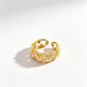 Silver Gold-Plated Moissanite Honeycomb Ring