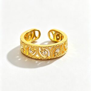 Silver Gold-Plated Hollow Retro Ring