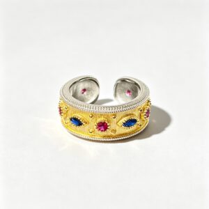 Silver-plated gold vintage brushed finish ring