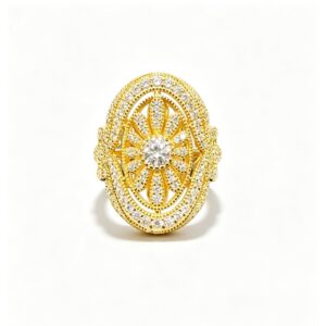 Silver-plated gold vintage full diamond ring