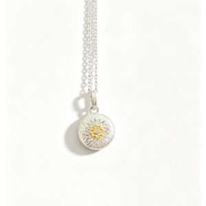 Home Vintage Brushed Round Pendant Necklace
