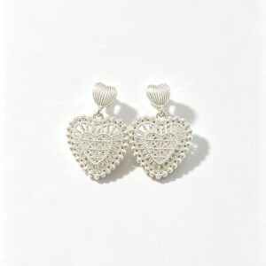 heart shaped hollow matte finish stud earrings