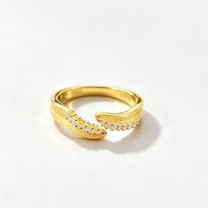 Staggered Track Silver-Gold Plated Matte Finish Ring
