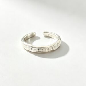 staggered track silver gold plated matte finish ring