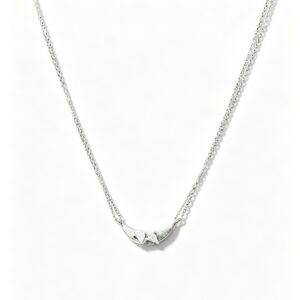 minimalist double chain moon necklace