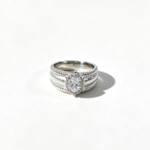 Oval Moissanite Brushed Finish Ring