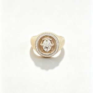hexagram vintage brushed finish ring