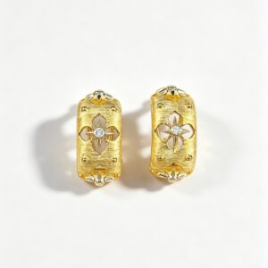 hollow cross brushed finish earrings